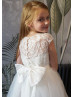 Ivory Embroidered Lace Tulle Buttons Back Flower Girl Dress Ivory Embroidered Lace Tulle Buttons Back Flower Girl Dress